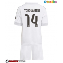 Otroške Nogometnih dresov Real Madrid Aurelien Tchouameni #14 Domači 2025-26 Kratki rokavi (+ hlače)